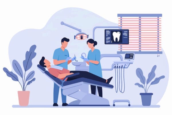 Illustration of dentists working on dental charting